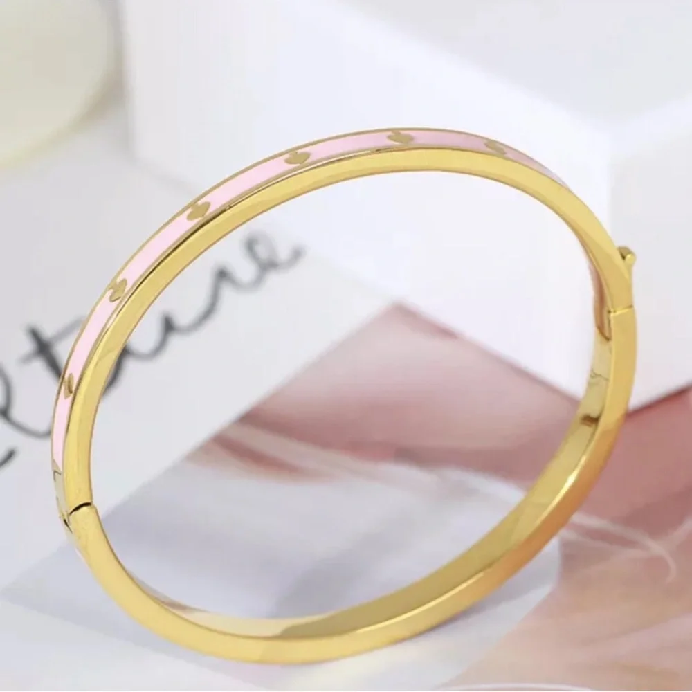 Kate spade spot the spade bangle bracelet gold pink 🩷♠️ - Picture 5 of 11